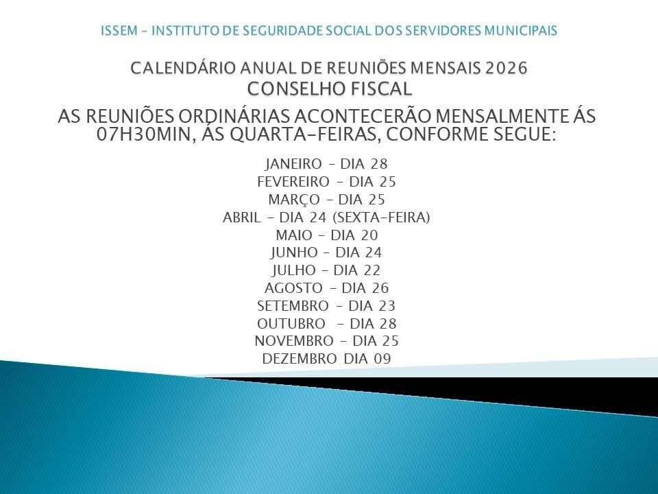 Calendário de Reuniões Conselho Fiscal - Anual